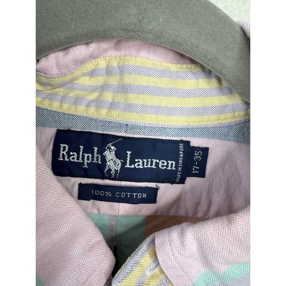 Ralph Lauren Shirt Mens 17-35 Pastel Stripe Button Down Oxford Pony Logo Preppy - Picture 3 of 4